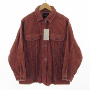 【中古】未使用品 ザラ ZARA ジャケット オーバーサイズシルエット アウター コーデュロイ カットオフ エンジ 赤系 M