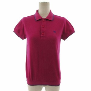 【中古】アーノルドパーマー Arnold Palmer ポロシャツ 半袖 リブ袖 刺繍 パープル 紫 2 レディース