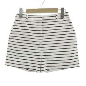 【中古】ザラ ベーシック ZARA BASIC パンツ ショートパンツ ストレッチ コットン混 ボーダー オフ白 ネイビー 紺 S