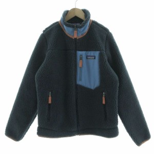 【中古】パタゴニア Patagonia ウィメンズ クラシック レトロX ジャケット 23074 スタンドカラー ボア 紺系 青 茶系 S