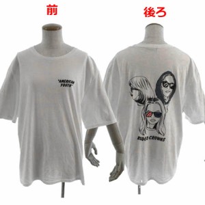 【中古】ロデオクラウンズワイドボウル RCWB Ｔシャツ カットソー 半袖 バックロゴプリント ワッペン コットン混 白 F