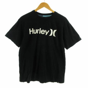 【中古】ハーレー Hurley Tシャツ 半袖 ロゴプリント コットン ブラック 黒 ホワイト 白 MEDIUM メンズ
