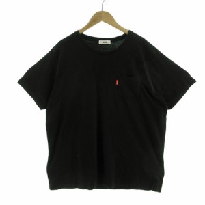 【中古】RODEO CROWNS WIDE BOWL RCWB Ｔシャツ 丸首 半袖 胸ポケ ロゴ バックロゴプリント コットン混 ブラック XL