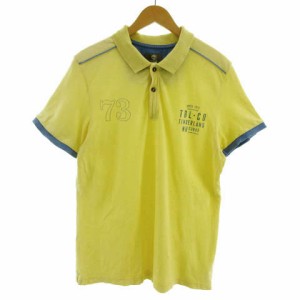 【中古】ティンバーランド Timberland ポロシャツ 半袖 ロゴ コットン イエロー 黄色 ブルー 青 XL メンズ