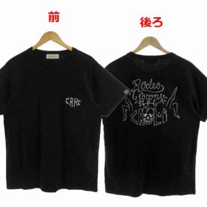 【中古】ロデオクラウンズワイドボウル RCWB Tシャツ ポケT 丸首 半袖 胸ポケ プリント バックロゴプリント 黒 白 XL