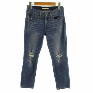 【中古】リーバイス Levi's ジーンズ デニム ボーイフレンド BOYFRIEND ユーズド加工 ダメージ加工 ストレッチ 青 24