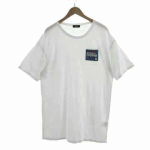 【中古】ロデオクラウンズワイドボウル RCWB Tシャツ チュニック丈 半袖 胸ポケ ロゴプリント コットン混 白 M