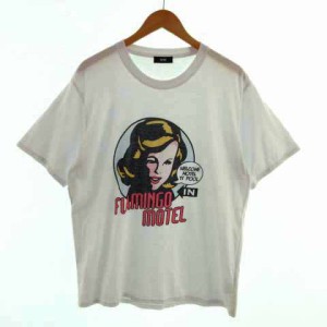 【中古】ロデオクラウンズワイドボウル RCWB Ｔシャツ 丸首 半袖 プリント コットン混 ホワイト 白 XL メンズ