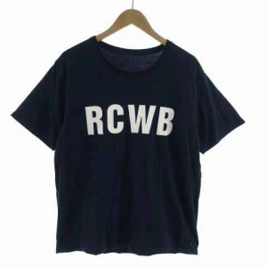 【中古】ロデオクラウンズワイドボウル RODEO CROWNS WIDE BOWL RCWB Tシャツ 半袖 ロゴプリント コットン 紺 白 XL