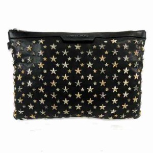 【中古】JIMMY CHOO デレク スタースタッズ クラッチバッグ セカンドバッグ レザー ブラック 黒 シルバー ゴールド