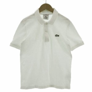 【中古】ラコステ ライブ Lacoste L!VE スリムフィットミニマルポロシャツ PH8004 半袖 ロゴ コットン混 白 S