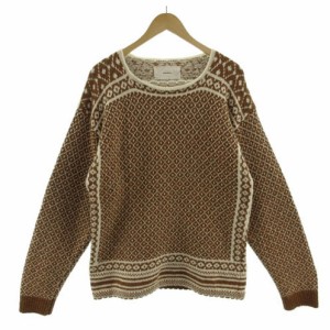 【中古】トゥデイフル TODAYFUL ニット Nordic Over Knit 長袖 アルパカ混 ノルディック柄 茶 ライトベージュ F