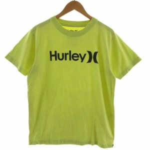 【中古】ハーレー Hurley Tシャツ 丸首 半袖 ロゴプリント グリーン系 黄緑 グレー L メンズ