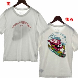 【中古】ナイキ NIKE Tシャツ 丸首 半袖 ロゴプリント バックプリント コットン ホワイト 白 S レディース