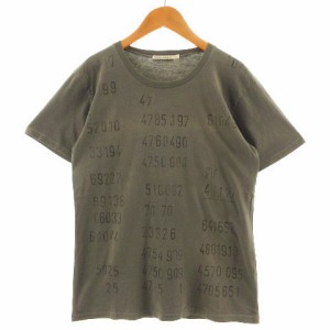 【中古】ヌーディージーンズ nudie jeans Tシャツ 丸首 半袖 レタリング プリント コットン 茶系 カーキブラウン XS