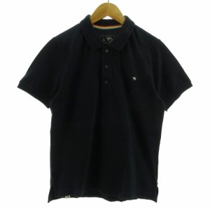 【中古】アーノルドパーマー Arnold Palmer ポロシャツ 半袖 ロゴ刺繍 コットン混 ブラック 黒 2 メンズ