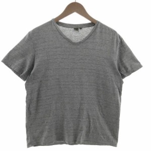 【中古】シーケーカルバンクライン ck Calvin Klein Tシャツ Vネック 半袖 ロゴパターン柄 プリント コットン グレー L