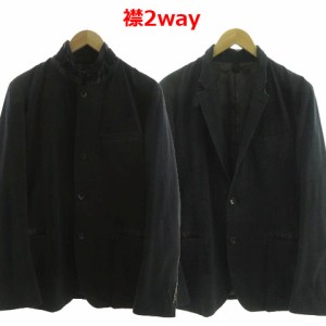 【中古】ダナキャランニューヨーク DKNY ジャケット スタンドカラー テーラードカラー 2way 切替え コットン混 黒 M 