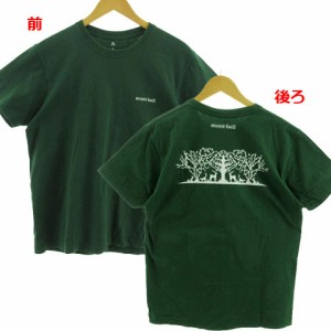 【中古】モンベル Montbell Tシャツ 422139902 丸首 半袖 ロゴプリント バックプリント コットン グリーン 緑 白 M