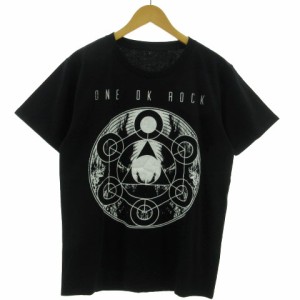 【中古】ワンオクロック ONE OK ROCK Tシャツ 半袖 プリント コットン混 ブラック 黒 ホワイト 白 L メンズ