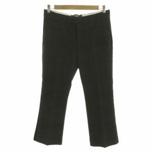 【中古】ザラウーマン ZARA WOMAN パンツ ストレート 側章 ストレッチ チェック カーキ系 ブラック 黒 レッド 赤 M