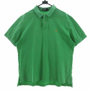【中古】Polo by Ralph Lauren ポロシャツ ポニー刺繍 半袖 コットン グリーン 緑 オレンジ 4L 大きいサイズ メンズ