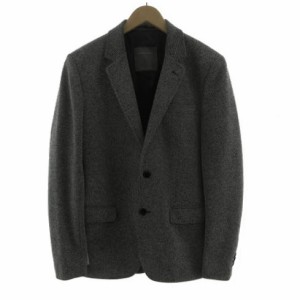 【中古】ザラマン ZARA MAN ジャケット テーラードカラー シングル 2B コットン混 バーズアイ柄調 白 ダークグレー 48