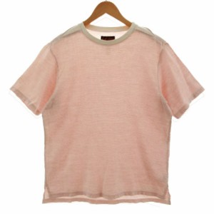 【中古】マーモット MARMOT Mountain Limited Tシャツ SHIRT KATO ラッコタグ  半袖 ロゴ刺繍  ピンク ベージュ L