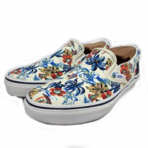 【中古】バンズ VANS スリッポン V98GL ALOHA キャンバス 総柄 アイボリー マルチカラー 25 メンズ レディース