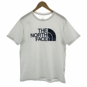 【中古】ザノースフェイス THE NORTH FACE Tシャツ カモフラロゴ NT31897 半袖 ホワイト 白 ブルー 青 L メンズ