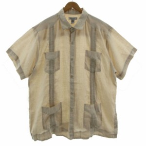 【中古】MOJITO シャツ キューバシャツ 半袖 リネン100％ ベージュ 4X 大きいサイズ メンズ