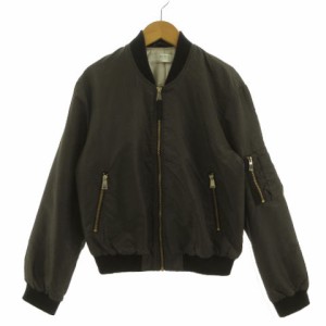 【中古】ザラ ベーシック ZARA BASIC ジャケット MA-1 フライトジャケット ジップアップ カーキ系 グレーカーキ 黒 XS