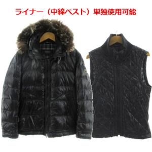 【美品】バーバリー　ダウンベスト　ブルーフォックスファー　ノバチェック BURBERRY BLACK LABEL - バーバリー ダウンコートジャケット