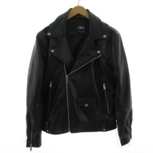 全体の注文 クーポンコード ZARA 本革 ダブルライダースジャケット 黒