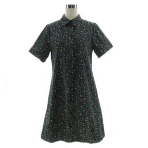 美品】PONT DE CHALONS イエロー花柄 半袖シャツワンピース ネイビー