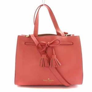 【中古】ケイトスペード KATE SPADE ショルダーバッグ ハンドバッグ 2WAY レザー リボン タッセル ピンク /NW4