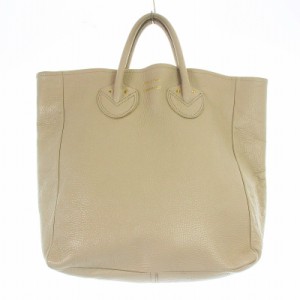 【中古】YOUNG & OLSEN EMBOSSED LEATHER TOTE M トートバッグ ハンドバッグ レザー 本革 ベージュ YO2003-GD002