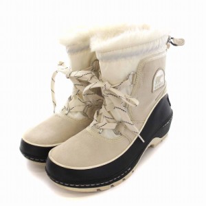 【中古】ソレル SOREL スノーブーツ ティボリ ショートブーツ US7 24cm グレージュ 白 黒 NL2533-920