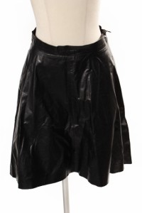 【中古】エムエスジーエム MSGM スカート フレア ひざ丈 フェイクレザー 40 黒 ブラック amy0425 レディース