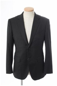 【中古】ポールスミス PAUL SMITH ロロピアーナ Loro Piana ジャケット テーラード シングル ストライプ ウール M 黒 /kk0424