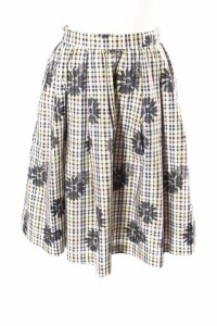 【中古】トッカ TOCCA スカート 16SS ERANTHIS フラワー 花柄 チェック ひざ丈 フレア ポリエステル 0 ブラック イエロー /TK