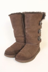 【中古】アグ UGG BAILEY BUTTON TRIPLET ブーツ ムートン ミドル 裏ボア 221873 茶 ブラウン /hk0527 レディース