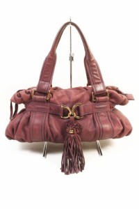 【中古】ジャンニキャリーニ GUM gianni chiarini バッグ ハンド フリンジ レザー 紫 パープル /sh0528 レディース