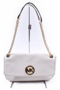 【中古】マイケルマイケルコース Michael michael kors バッグ ショルダー チェーン ロゴ レザー 白 ホワイト /sh0525 レディース