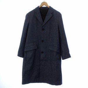 【中古】ノット KNOTT 17SS チェスター コート デニム生地 インディゴ 背抜き ロング 2 M 青 ブルー /AQ ■GY03