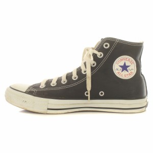 【中古】コンバース CONVERSE LEA ALL STAR HI オールスター スニーカー ハイカット レザー 8.5 26.5cm 黒 1B908