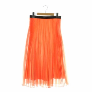 【中古】AKIRA NAKA DARLENE PLEATS SKIRT プリーツスカート ロング メタリック ジップフライ 2 M オレンジ