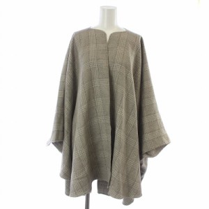 【中古】アニオナ AGNONA ポンチョ ケープ チェック柄 ビックシルエット グレー /KW ■GY30 レディース