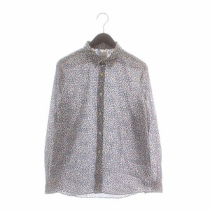 【中古】ポールスミス PAUL SMITH 20SS LIBERTY フローラル プリント シャツ 長袖 総柄 L 白 ホワイト 紺 ネイビー