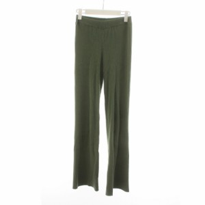 【中古】パーバーズ PERVERZE cotton rib line pants ニットパンツ ウエストゴム リブ フレア F 緑 グリーン